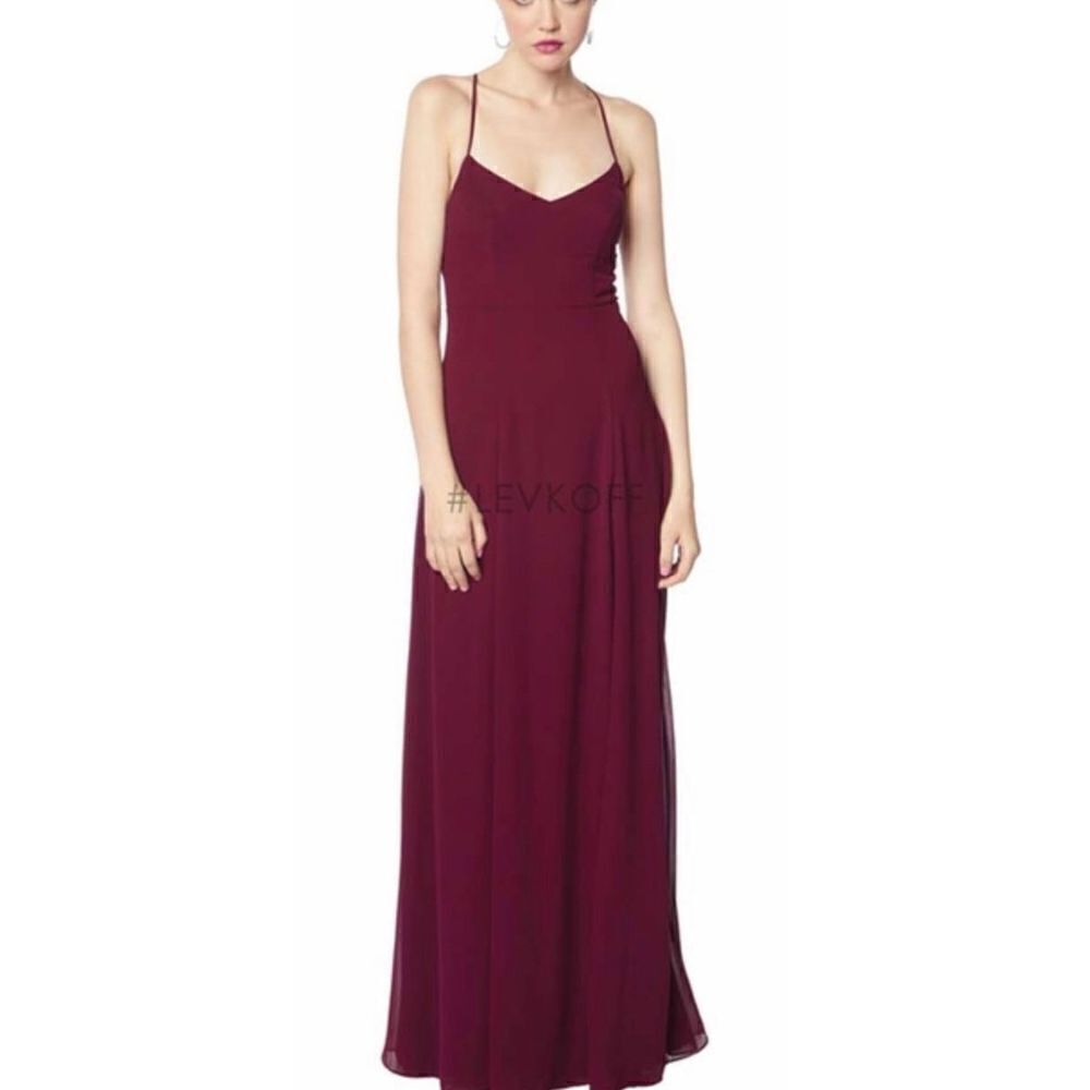 NWT Bill Levkoff Burgandy chiffon bridesmaid dress evening dress black tie dress
